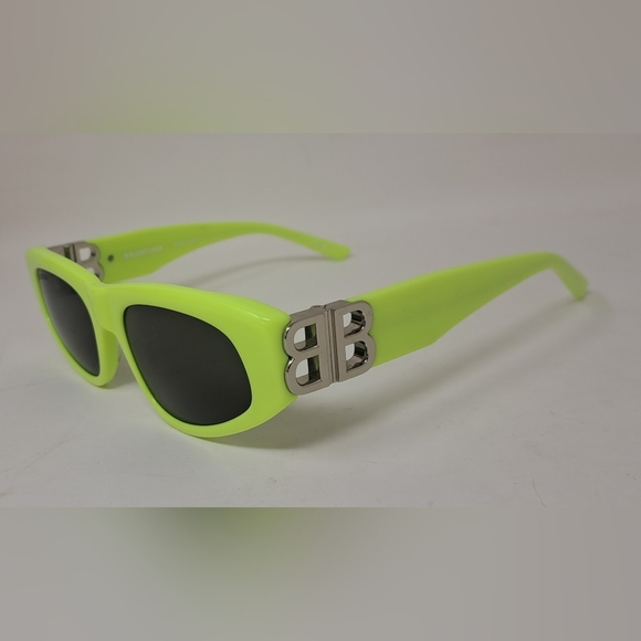 Balenciaga Sunglasses Yellow Gray BB Temples Oval Cat Eye BB0095S 53-19-135 XL - Picture 10 of 16